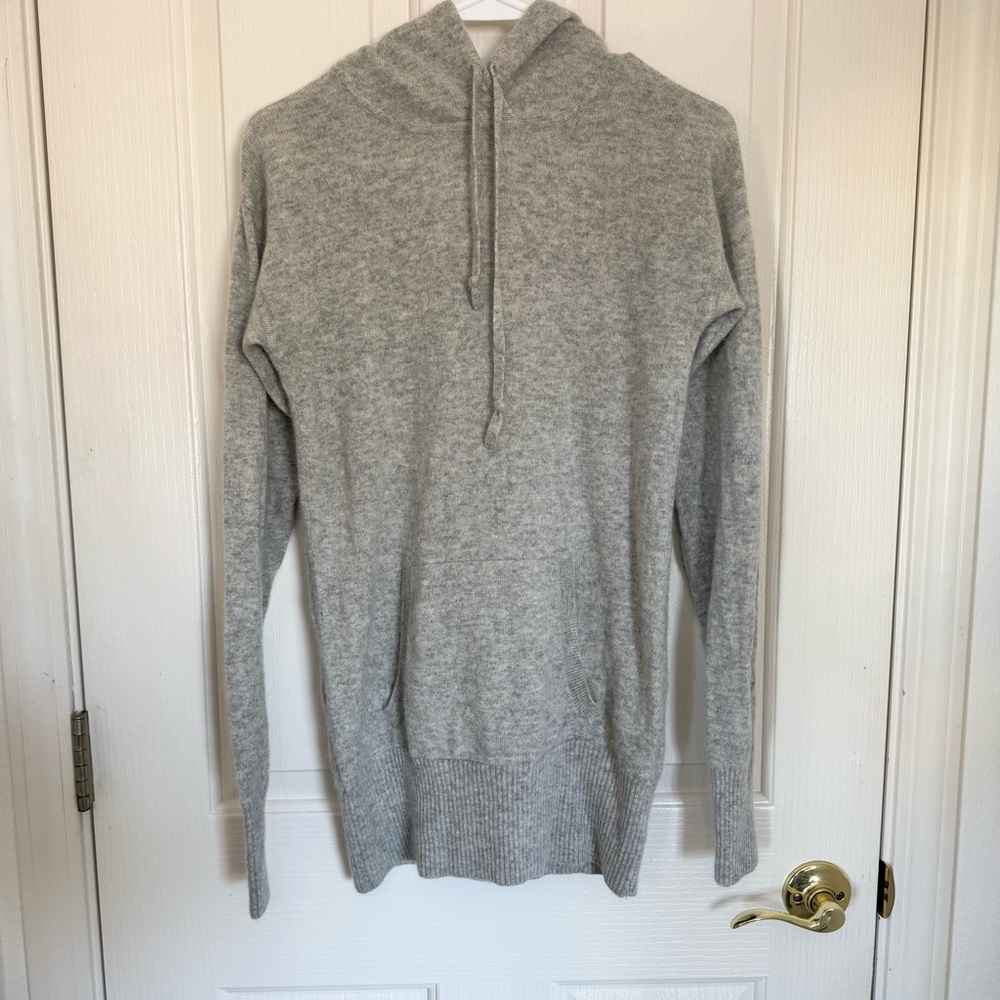 J Crew Cozy Cashmere Gray Hooded Sweater